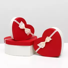 Набор подарочных коробок сердце 3 в 1, белый - алый, 21199 - 15.5146 см