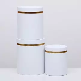 Набор коробок 3 в 1, круглый, белый, 25 х 21 х 21 - 20 х 16 х 16 см