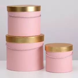 Набор коробок 3 в 1 круглый, розовый, 20 х 20 х 17 - 14 х 14 х 13 см