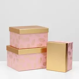 Набор коробок 3 в 1, розовый, 26 x 21 x 15.5 - 20 x 15 x 12.5 см