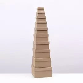 Набор коробок крафт 10 в 1, 28 х 28 х 15см - 10 х 10 х 6 см