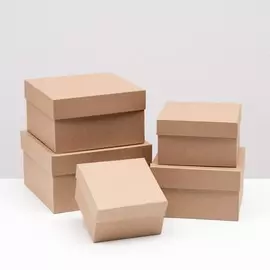 Набор коробок крафт 5 в 1, 22 х 22 х 12 см - 14 х 14 х 8 см