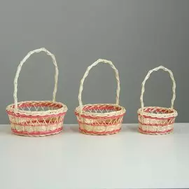 Набор корзин плетеных из 3-х d20 h 8/27; d17 h 7 h 25; d13 h 6 h 21 см.(ротанг)