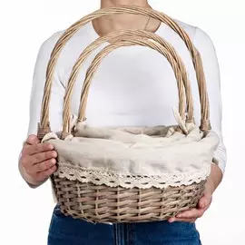 Набор корзин плетёных, 3 шт, 35x15xh38см, серый