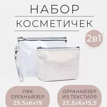 Набор простых косметичек 2 в 1, с ручкой, с принтом