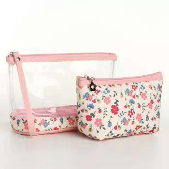 Набор простых косметичек на молниях 2 в 1, с принтом