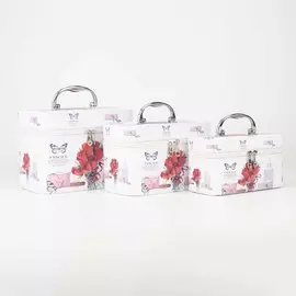 Набор косметичек на молниях, 3 в 1, цвет белый