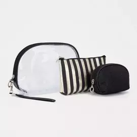 Набор косметичек на молниях, 3 в 1, цвет чёрный/бронзовый