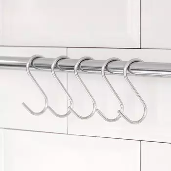 Крючки для рейлинга доляна, d=2.4 см, 7 см, 5 шт., хромированные