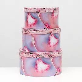 Набор круглых коробок 3 в 1, желтый, l 26 x 14 m 23,5 x 13 s 21 x 12 см