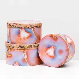 Набор круглых коробок 3 в 1, оранжевый, l 26 x 14 m 23,5 x 13 s 21 x 12 см