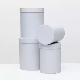 Набор круглых коробок 4 в 1 23 х 23 х 25 - 15 х 15 х 20 см белый