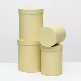 Набор круглых коробок 4 в 1 23 х 23 х 25 - 15 х 15 х 20 см бежевый