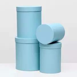 Набор круглых коробок 4 в 1 23 х 23 х 25 - 15 х 15 х 20 см голубой
