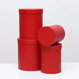 Набор круглых коробок 4 в 1 23 х 23 х 25 - 15 х 15 х 20 см красный