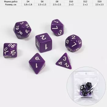 Кубики - дайсы для днд, набор 7 шт.
