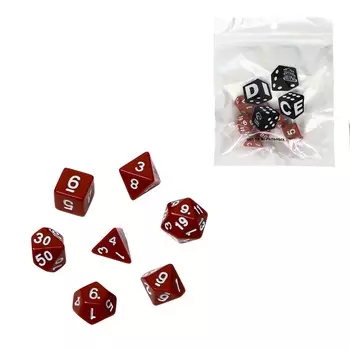 Кубики - дайсы для днд, набор 7 шт., бордовые
