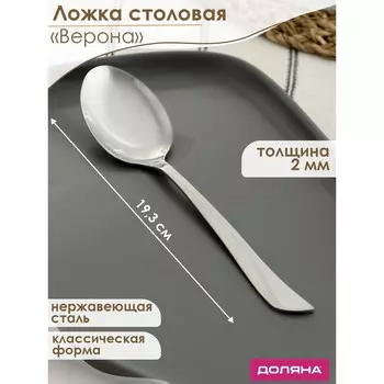 Набор ложек столовых 6 шт, 19,3 см доляна