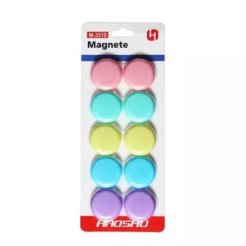 Набор магниты для доски d=3.5 см, 10 штук, на блистере, пастель