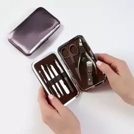 Набор маникюрный metallic, 8 предметов, в футляре, розовый