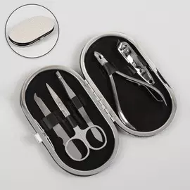 Набор маникюрный, 5 предметов, в футляре, цвет бежевый