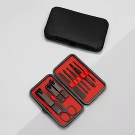 Набор маникюрный black, 9 предметов, в футляре, черный