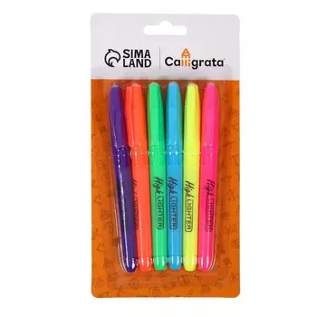 Набор маркеров текстовыделителей, наконечники скошенные, 4 мм, 6 цветов