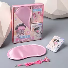 Набор маска для сна, наушники вакуумные и внешний аккумулятор 5000 mah love, 20,5 х 16,5 см