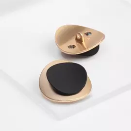 Пуговицы на ножке, металлические, d=27 мм, набор 2 шт., цвет золотой, черный