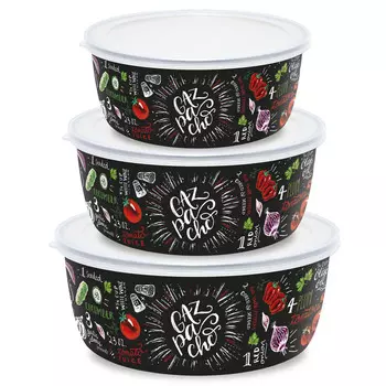 Набор мисок 3 предмета пластиковые крышки