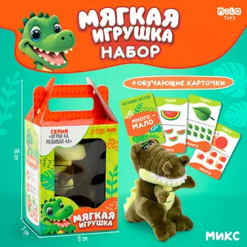 Набор:мягкая игрушка+развивающие карточки