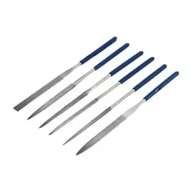 Набор надфилей алмазных тундра, обрезиненные рукоятки, 701604 мм, 6 шт.