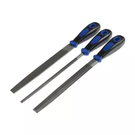 Набор напильников тундра, сталь у10, насечка №2, пластиковые рукоятки, 200 мм, 3 шт.