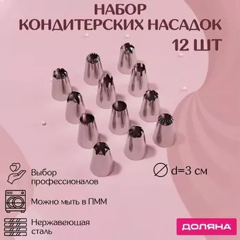 Набор насадок кондитерских доляна, d=3 см, 12 шт