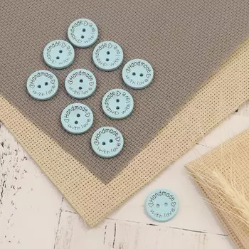 Набор нашивок из дерева hand made with love, 22 см, 10 шт., голубой