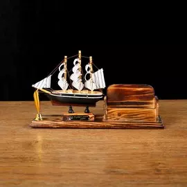 Органайзер настольный: визитница, подставка под ручку, сувенирная модель корабля, 1525 см