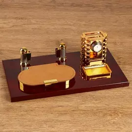 Набор настольный, органайзер 4 в 1 с визитницей, красное дерево