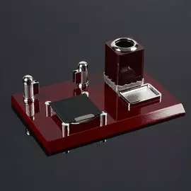 Набор настольный, органайзер 4 в 1 с визитницей, красное дерево