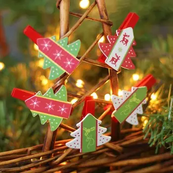 Набор новогоднего декора на прищепке, 6 шт.