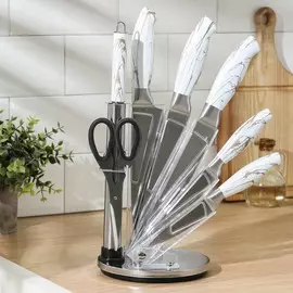 Набор ножей zeus, 7 предметов, цвет белый