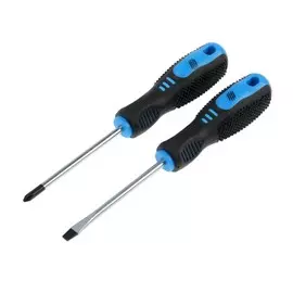 Набор отверток тундра, crv, хром, магнит, 2к рукоятки, ph2/sl6100 мм, 2 шт.