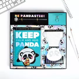 Набор panda: ежедневник a5 40 листов, планинг, ручка, скрепки, стикеры