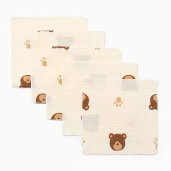Набор платочков крошка я bear, 20*20 см-5 шт, муслин, 100 % хлопок