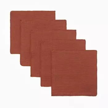 Набор платочков крошка я terracotta 20*20 см-5 шт, муслин, 100 % хлопок