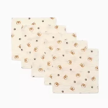 Набор платочков крошка я tiger, 20*20 см-5 шт, муслин, 100 % хлопок