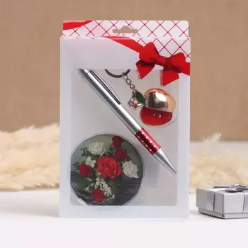 Набор подарочный 3 в 1, ручка, зеркало, брелок