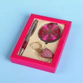 Набор подарочный 3в1 (ручка, зеркало, брелок)