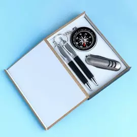 Набор подарочный 4в1 (2 ручки, нож 3в1, компас)