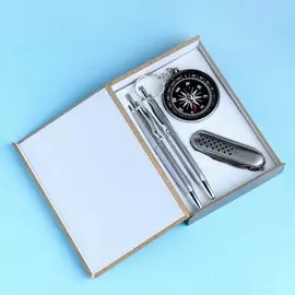 Набор подарочный 4в1 (2 ручки, нож 3в1, компас)