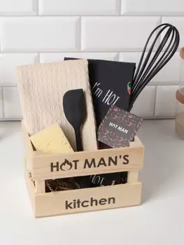 Набор подарочный полотенце варежка прихватка кухонная лопатка венчик